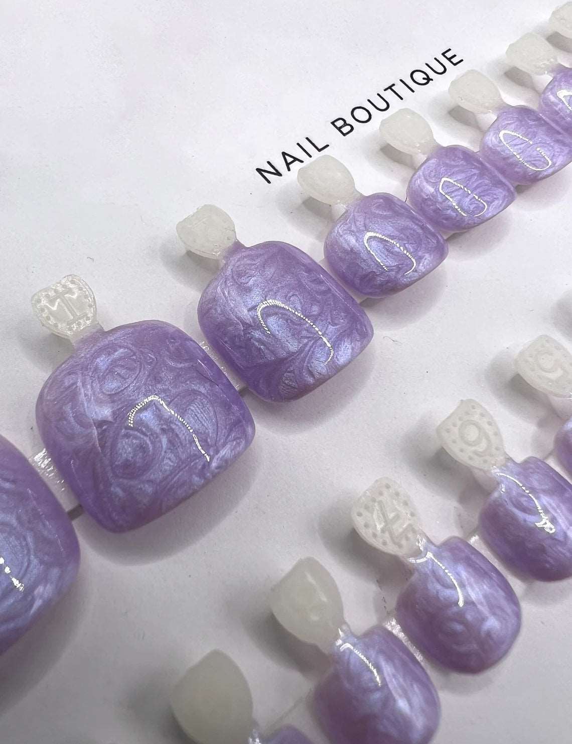 24 Purple French Tip Press On Fake Toenails - No Need to Measure